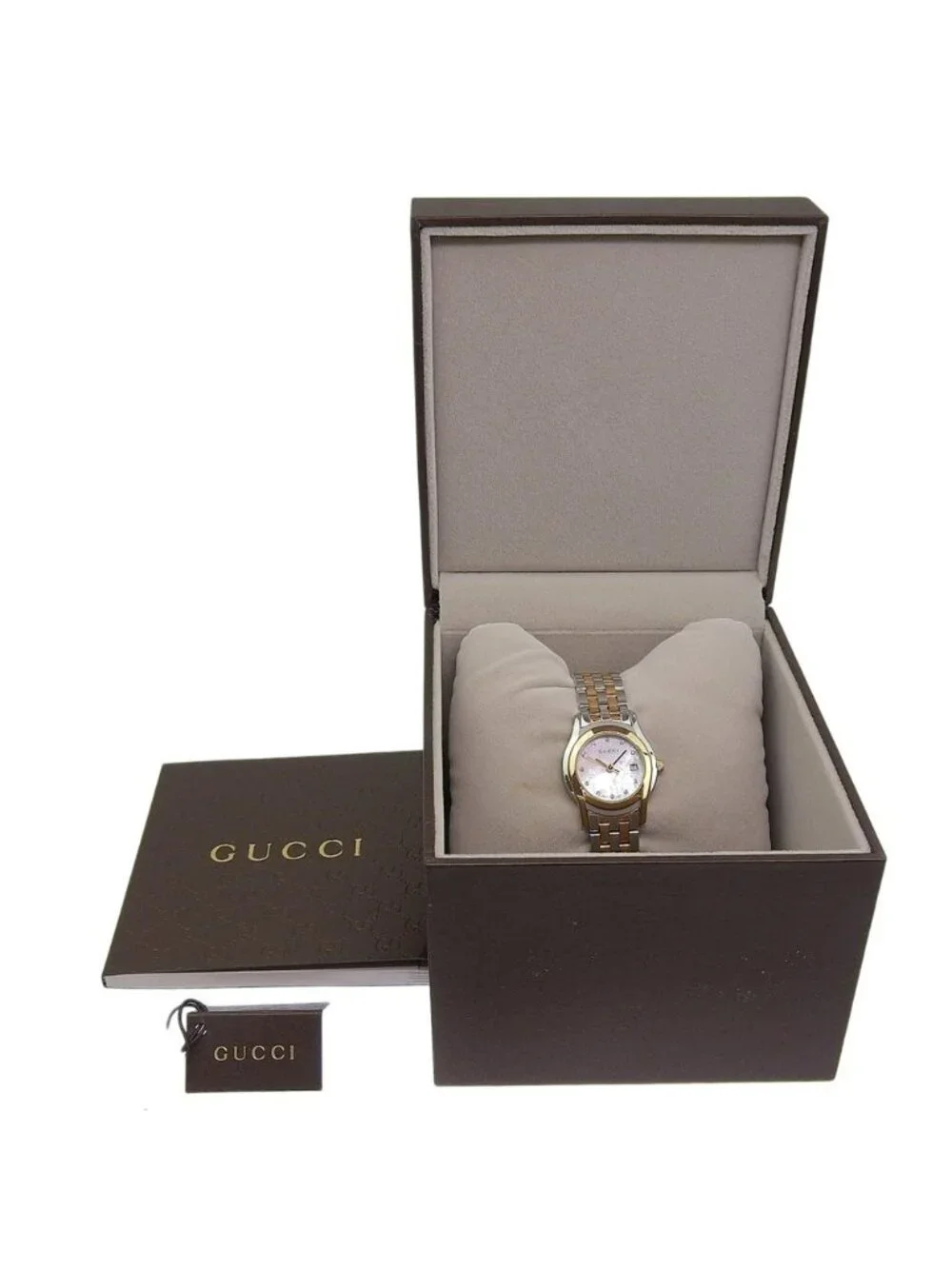 Gucci Class Stainless Steel Quartz Analog Display White Shell Dial Watch